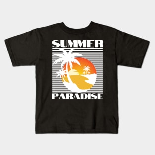 Summer Paradise. Summertime, Fun Time. Fun Summer, Beach, Sand, Surf Retro Vintage Design. Kids T-Shirt